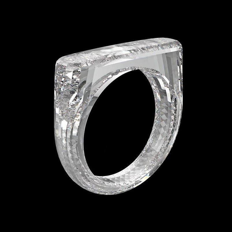 Diamond ring cut in one block designed by Jony Ive and Marc Newson
