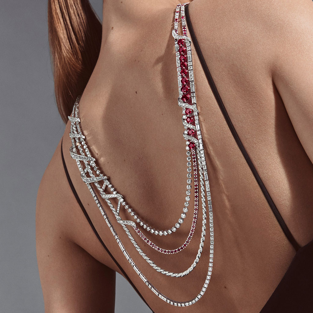 Chaumet Torsade Collection. Sautoir in rubies, diamonds and white gold.