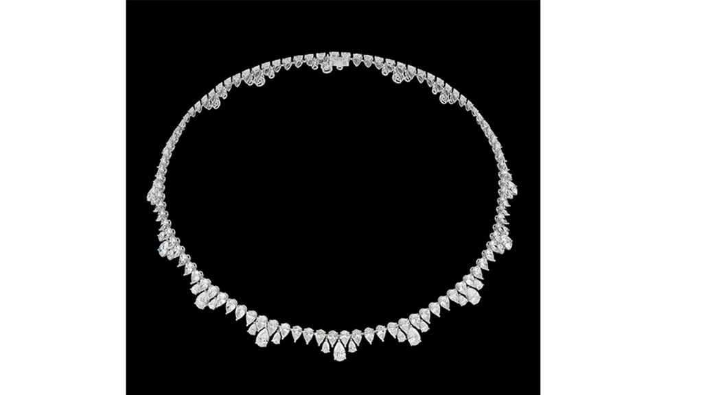 Necklace in 18 ct. Fairmined white gold with 43 cts. t.w. pear-shape diamonds