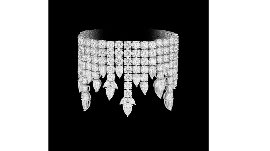 Bracelet in 18 ct. Fairmined white gold with 82 cts. t.w. brilliant-cut and pear-shape diamonds 